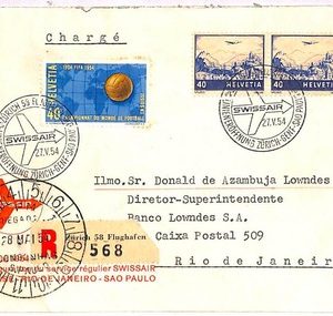 ai4018 - Switzerland - POSTAL HISTORY - FIRST FLIGHT Cover - FOOTBALL  1954