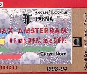 C1330 - Vecchio  BIGLIETTO PARTITA CALCIO - 1993/4 Coppa Coppe: PARMA - AJAX