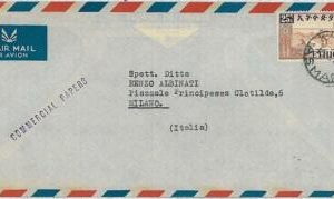 31482 -- ETHIOPIA - POSTAL HISTORY - LARGE Airmail COVER to ITALY - 1955