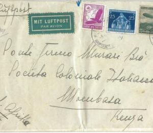 69955 - GERMANY Reich - POSTAL HISTORY - COVER to KENYA 1936 - ZEPPELIN stamp