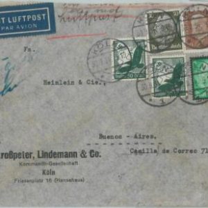 77515 - GERMANY - POSTAL HISTORY -  cover to ARGENTINA via AEROPOSTALE  1934