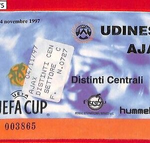 C1575 - Vecchio  BIGLIETTO PARTITA CALCIO - 1997 UEFA Cup:  UDINESE  - AJAX