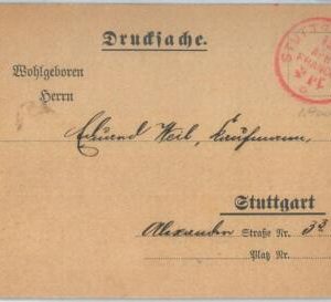 69985 - GERMANY - POSTAL HISTORY: STATIONERY CARD: Stuttgart FRANCO in RED! 1900