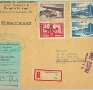 89334 - GERMANY Saar  - POSTAL HISTORY - volksbefragung REGISTERED COVER  1955