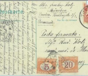 83518 - GERMANY: Bayern - POSTAL HISTORY - POSTCARD to ITALY Taxed 1906