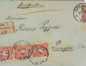 85180 - GERMANY - POSTAL HISTORY - REGISTERED STATIONERY cover to ITALY 1880
