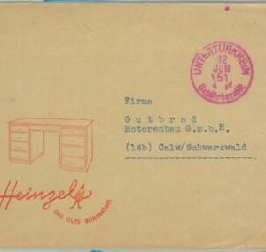 83546 - GERMANY - POSTAL HISTORY -  INFLATION  Gebuhr Bezahlt COVER  1951