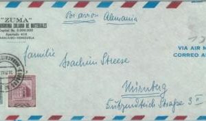 84325 -  VENEZUELA - POSTAL HISTORY - AIRMAIL COVER to GERMANY 1954 - ORCHIDS
