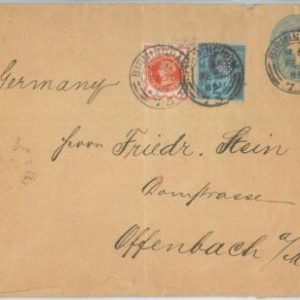 82269 - GB - Postal History - PERFIN on  STATIONERY COVER to GERMANY  1899