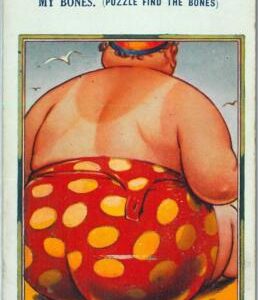 92064 -  Vintage POSTCARD -  SEA SIDE HUMOR - Oversized Overweight COMIC