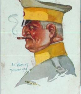 92041 -  Vintage POSTCARD -  HUMOR - Military WWI  SATIRE - smoking