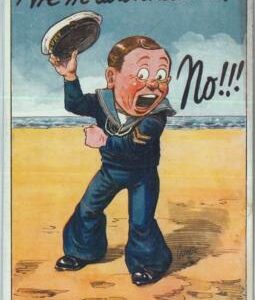 92042 -  Vintage POSTCARD -  HUMOR - Military WWI  SATIRE - SeaSide