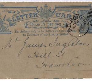 ai1539 - AUSTRALIA Victoria - POSTAL HISTORY - STATIONERY Letter CARD 1891