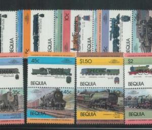 78418 - BEQUIA - STAMPS:  TRAINS locomotives 1984 - 8 Values MNH - SPECIMEN