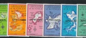 78425a - GRENADINES St Vincent - STAMPS:  MAPS set of 6 MNH 1 974  - SPECIMEN