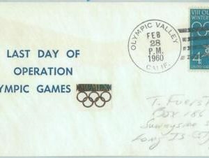 68063 -  USA - POSTAL HISTORY - 1960 WINTER OLYMPIC GAMES postmark: LAST DAY