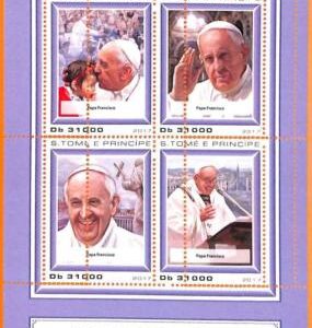 A6664 - SAO TOME & PRINCIPE, Error, 2017, MISSPERF MINIATURE SHEET: Pope Francis