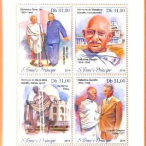 A6679 - SAO TOME & PRINCIPE, Error, 2019, MISSPERF MINIATURE S: Gandhi, Chaplin
