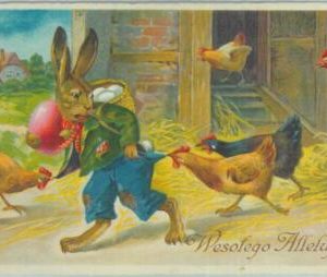 84027 - POLAND - VINTAGE  POSTCARD - Illustrated  GREETINGS Easter CHICKENS 1939