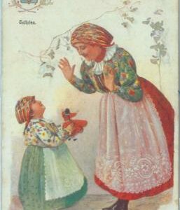 84023 - POLAND - VINTAGE collectable POSTCARD - Illustrated ETHNIC costumes TOY