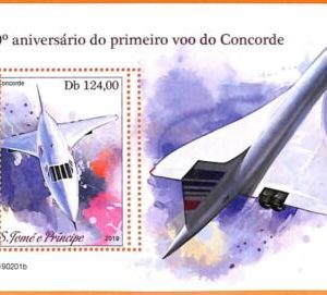 A6722 - SAO TOME & PRINCIPE, Error 2019 MISSPERF SOUVENIR S: Airplanes, Concorde