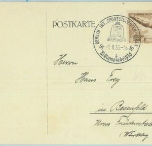 68160 - GERMANY - POSTAL HISTORY - CARD - 1.8.1936 Olympic postmark: BERLIN a