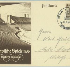 68155 - GERMANY - POSTAL  STATIONERY - 16.8.1936 Olympic postmark: BERLIN i