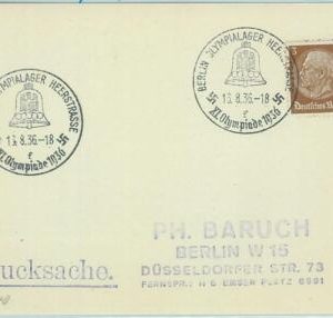 68166 - GERMANY - POSTAL HISTORY - CARD - 16.8.1936 Olympic postmark: BERLIN f