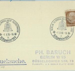 68165 - GERMANY - POSTAL HISTORY - CARD - 1.8.1936 Olympic postmark: BERLIN c
