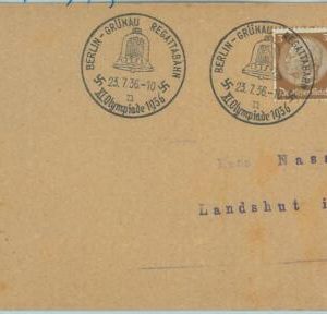 68148 - GERMANY - POSTAL  HISTORY - 23.7.1936 Olympic postmark: GRUNAU REGATTA m