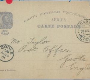 82121 - PORTUGAL Cabo Verde  -  POSTAL HISTORY -  STATIONERY  CARD  to GB  1901