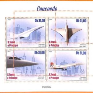 A6726- SAO TOME & PRINCIPE, Error 2020 MISSPERF MINIATURE S: Airplanes, Concorde