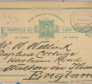 82126 - PORTUGAL Cabo Verde -  POSTAL HISTORY -  STATIONERY CARD to GB  1895