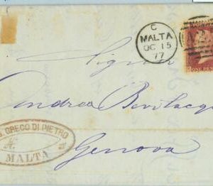 BK0265 - POSTAL HISTORY - GB  SG  # 43 Plate 174  on COVER from MALTA 1876
