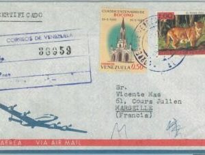74580 - VENEZUELA - POSTAL HISTORY -  REGISTERED Airmail COVER to FRANCE 1960's