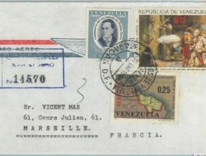 74581 - VENEZUELA - POSTAL HISTORY -  REGISTERED Airmail COVER to FRANCE 1967