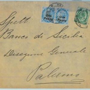 BK0259 - MALTA   - POSTAL HISTORY - Mixed Franking on COVER  to ITALY 1913