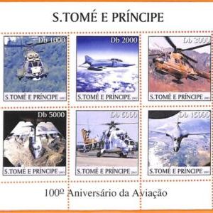 A6724- SAO TOME & PRINCIPE, Error, 2003, MISSPERF MINI S: Airplanes, Helicopters