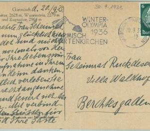 68241 - GERMANY - POSTAL HISTORY - CARD: 20.9.1933 Olympic postmark: GARMISCH