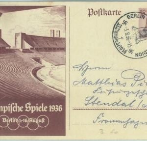 68208 - GERMANY - POSTAL  STATIONERY - 3.8.1936 Olympic postmark: BERLIN f