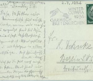 68240 - GERMANY - POSTAL HISTORY - CARD: 2.7.1936 Olympic postmark: GARMISCH
