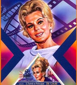 A6671 - SAO TOME & PRINCIPE, Error, 2020, MISSPERF SOUVENIR S: Eva Gabor, Cinema
