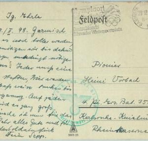 68254 - GERMANY - POSTAL HISTORY - FELDPOST CARD with Olympic postmark 29.12.41