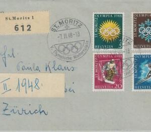 75914 - SWITZERLAND - Postal History - 1948 Olympic Games - Sent during GAMES!