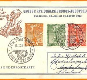 aa2843 - GERMANY - POSTAL HISTORY - 1953 Olympics stamps on  SPECIAL POSTCARD