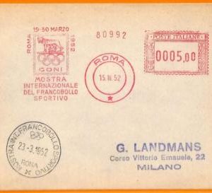 aa2845 - ITALY  - POSTAL HISTORY - Mechanical SPECIAL POSTMARK  1952 Olympics