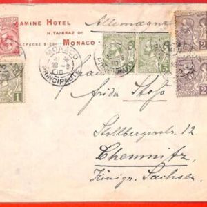 aa0998 - MONACO - Postal History - Hotel COVER to  GERMANY 1910 Nice franking