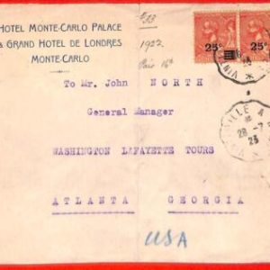 aa0993 - MONACO - Postal History - Overprinted stamps on COVER to the USA  1923