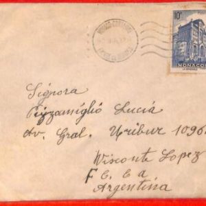 aa0991 - MONACO - Postal History -  COVER to ARGENTINA 1946