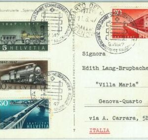 66937 - SWITZERLAND - Postal History - TRAIN stamps on POSTCARD - FDC ! 1947
